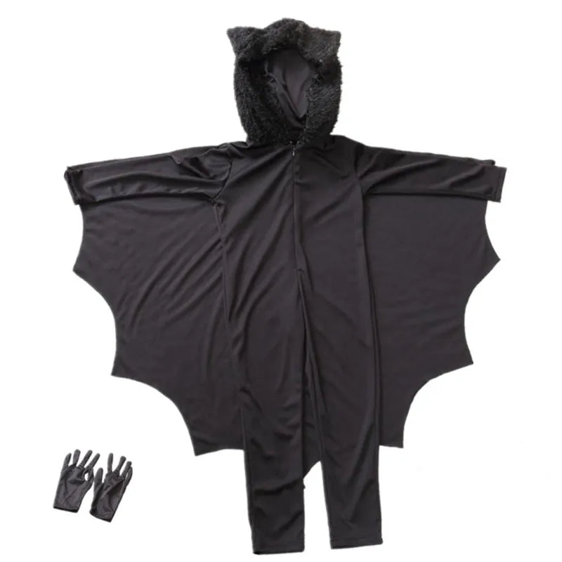 Kids Vampire Bat Hooded Costume Sexy Cosplay Anime Costume Boy Girl Halloween Cosplay Costume Set Vestidos De Fiesta