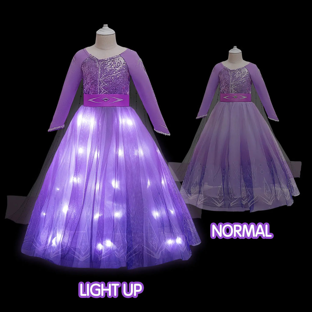 UPORPOR Girls' Waterproof LED Light-Up Purple Princess Costume with Accessories - Halloween Costumes for Girls, Toddler Option, Party Use Gift, Costume for Parties, Holloween Costumes