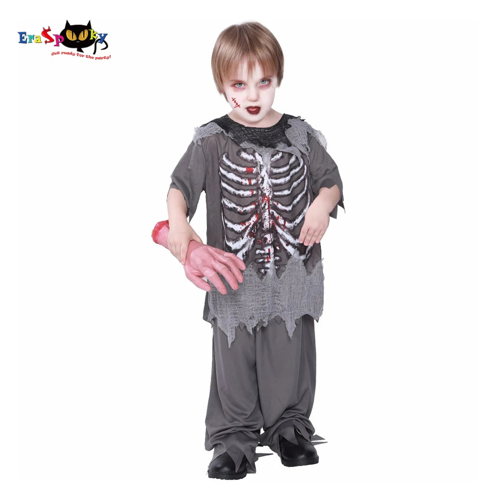 Skeleton Bloody Zombie Boy Costume Halloween Costume for Girl Scary Costume Carnival Skull Ghost Horror Cosplay Fancy Outfit