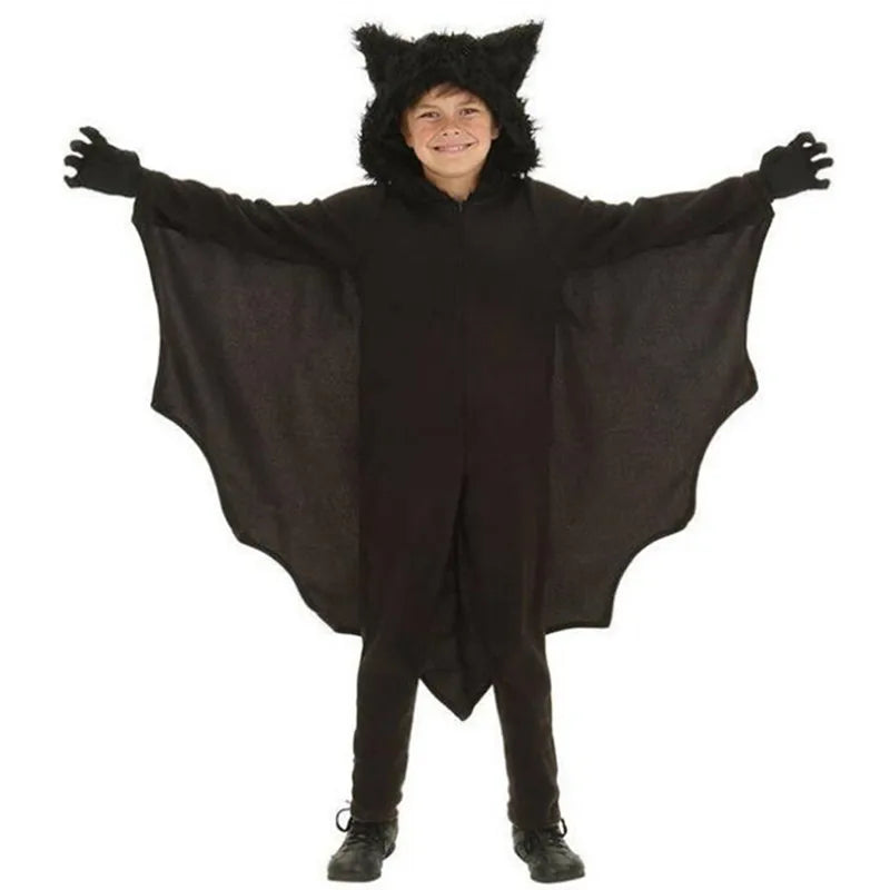 Kids Vampire Bat Hooded Costume Sexy Cosplay Anime Costume Boy Girl Halloween Cosplay Costume Set Vestidos De Fiesta
