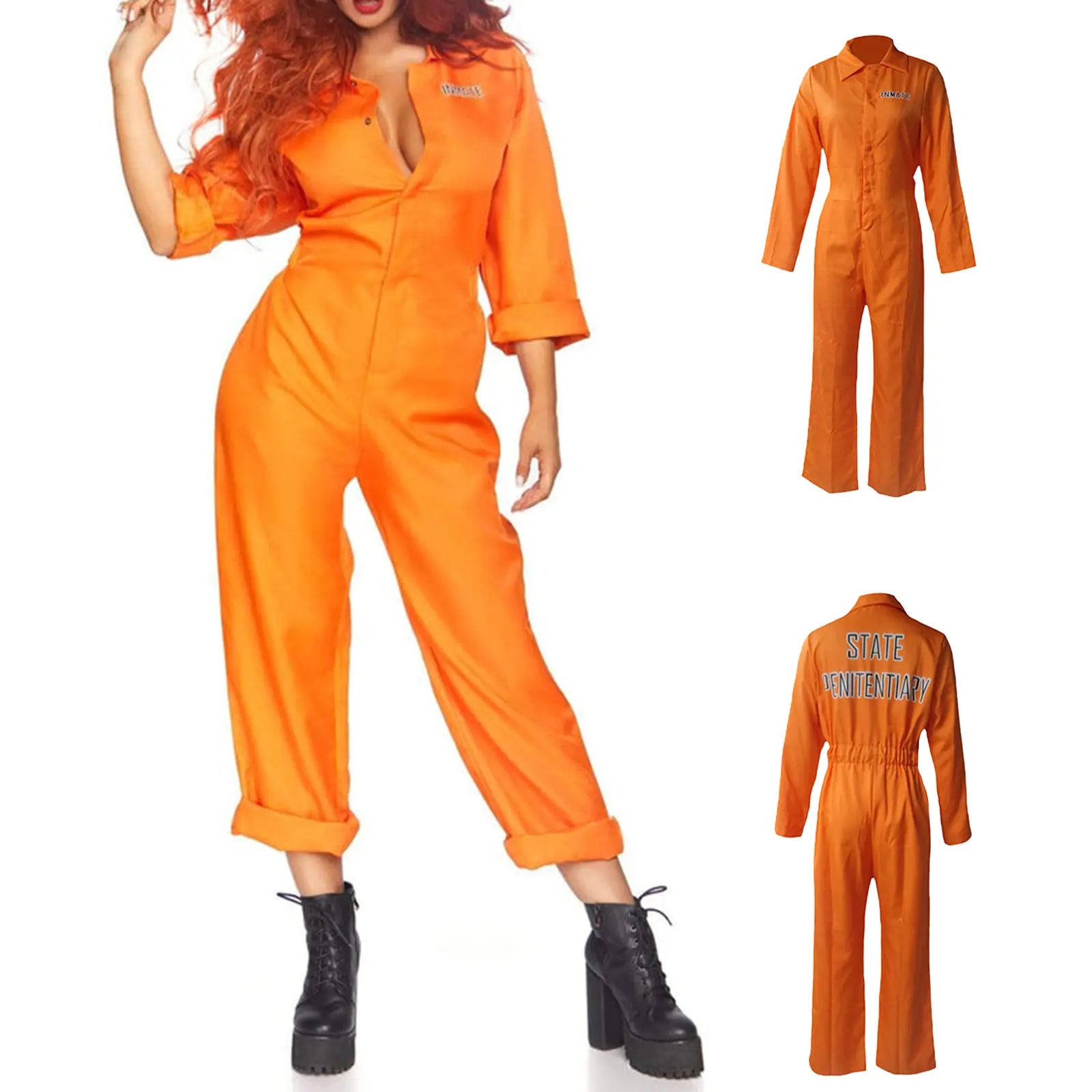 Jail Costumes Letter Print Long Sleeve Prison Jumpsuit for Adults Role-Playing Party Cosplay Outfits，Couples' Clothing Sets