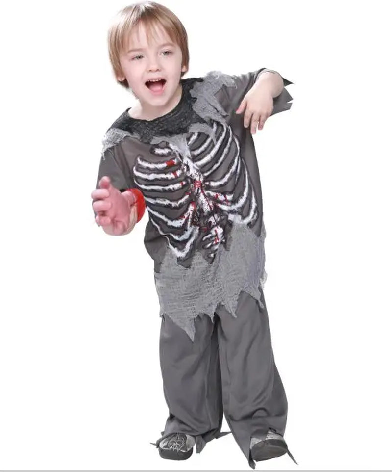 Skeleton Bloody Zombie Boy Costume Halloween Costume for Girl Scary Costume Carnival Skull Ghost Horror Cosplay Fancy Outfit