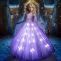 UPORPOR Girls' Waterproof LED Light-Up Purple Princess Costume with Accessories - Halloween Costumes for Girls, Toddler Option, Party Use Gift, Costume for Parties, Holloween Costumes