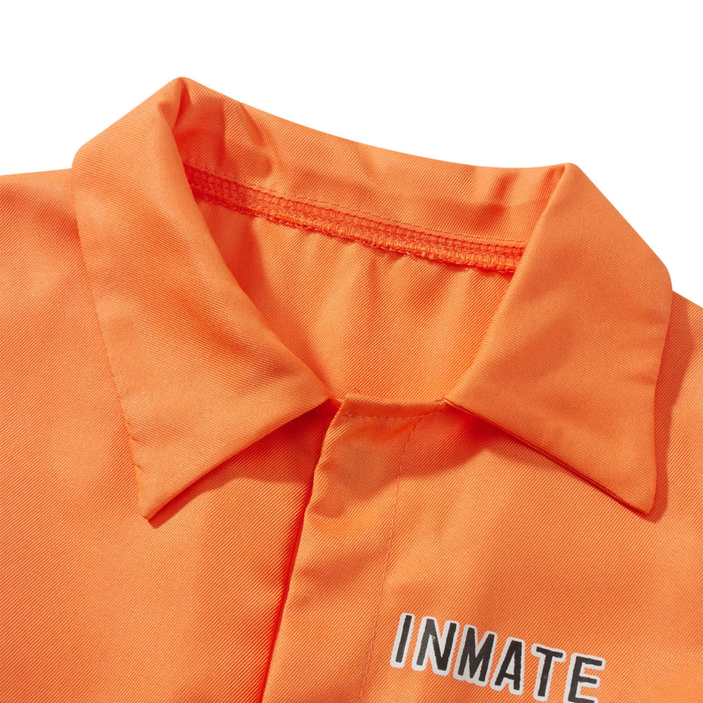 Jail Costumes Letter Print Long Sleeve Prison Jumpsuit for Adults Role-Playing Party Cosplay Outfits，Couples' Clothing Sets