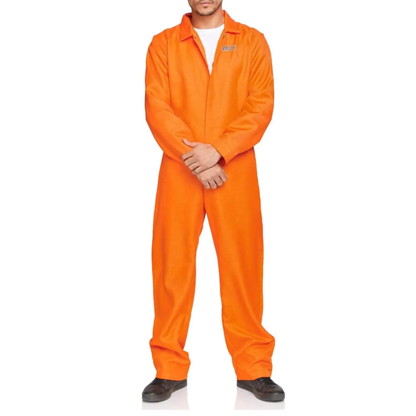 Jail Costumes Letter Print Long Sleeve Prison Jumpsuit for Adults Role-Playing Party Cosplay Outfits，Couples' Clothing Sets